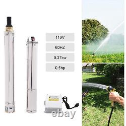 Deep Well Submersible Pump Stainless Steel Farm Ranch Water Pump 1/2HP 110V 370W