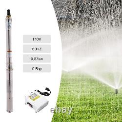 Deep Well Submersible Pump Stainless Steel Farm Ranch Water Pump 1/2HP 110V 370W