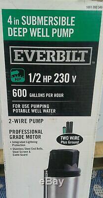 Everbilt 1/2 HP Submersible 3-Wire Motor 10 GPM Deep Well Potable Water Pump