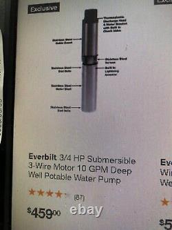 Everbilt 3/4 HP Potable Water Pump (EFSUB7-122HD)