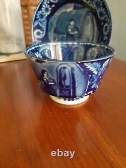 Historical Staffordshire Early Cup & Saucer Water Girl/Rebecca At The Well 1825