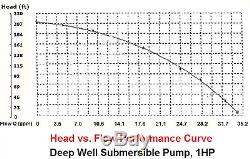 New Submersible Deep Well water Pump 1 HP Bore With control box 110V -115V