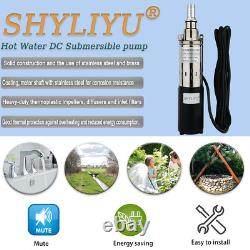 SHYLIYU 12V/24V Solar Submersible Pump Water DC Deep Well Pump for Home Black