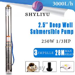SHYLIYU 2.5'' 1/3HP Deep Well Pump Submersible Water Pump 250W, 13GPM, 220V/60Hz