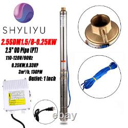 SHYLIYU 2.5'' 1/3HP Deep Well Pump Submersible Water Pump 250W, 13GPM, 220V/60Hz