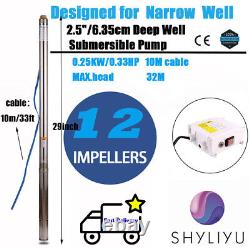 SHYLIYU 2.5Inch 1/2HP Deep Well Pump 110V/60Hz 370W 13GPM Submersible Water Pump