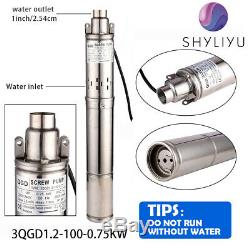 SHYLIYU 220-240V 1HP Stainless Steel Deep Well Pump Submersible Screw Water Pump