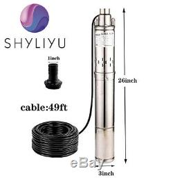 SHYLIYU 220-240V 1HP Stainless Steel Deep Well Pump Submersible Screw Water Pump