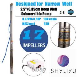 SHYLIYU 220V50Hz 1/2HP 2.5 OD Pipe Submersible Deep Water Well Pumps 148ft CA