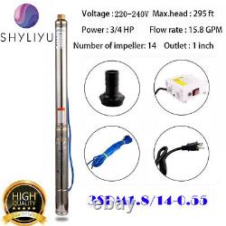 SHYLIYU 3 Pipe 3/4HP Deep Well Submersible Water Pump 220V60Hz 1 Outlet 295ft