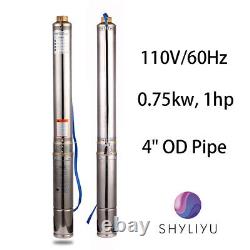 SHYLIYU 4 Inch 1HP Deep Well Pump Submersible Water Pump for Home 110V/60Hz 750W