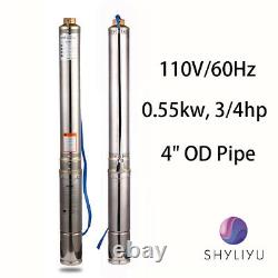 SHYLIYU 4 OD Pipe 3/4HP Home Deep Well Pump Submersible Water Pump 110V 550 W