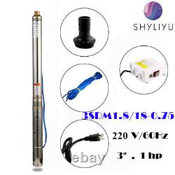 SHYLIYU Deep Well Submersible Water Pump 220V/60Hz 1Hp 3Inch With US Control Box