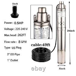 SHYLIYU Home Water Stainless Steel Deep Well Submersible Pump 220V/60Hz-0.37KW