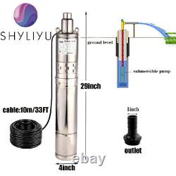 SHYLIYU Screw Water Pumps 4 Deep Well Submersible Pump 220-240V 0.5HP US Stock