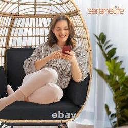 SereneLife Wicker Egg Chair Cushion- for Indoor/Outdoor Wicker Rattan Sofa-Black