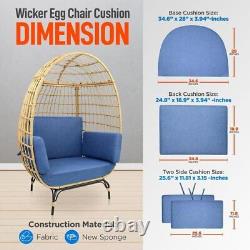 Serenelife Wicker Egg Chair Cushion Durable and Soft Hammock Pad (Blue)