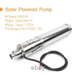 Solar Powered Water Pump Submersible Bore Hole Deep Well DC 24V 864W 3m³/H 120m