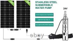 Solar Water Pump DC Deep Well 24V 250W Bore Hole Submersible Kits +Solar Panel