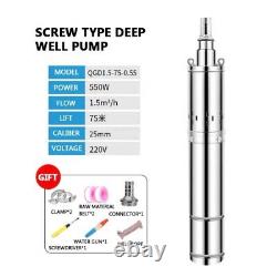Stainless Steel Screw Submersible Pump 220V High Lift 550W Deep Well Water