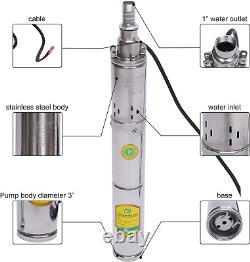 Submersible Deep Well Pump Solar Water Pump DC 24V 370W Stainless New