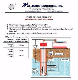 Submersible Pump, 3.5 Deep Well, 1 HP 115V, 33 GPM, 207' Hallmark Industries