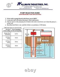 Submersible Pump, Deep Well, 4, 3HP/230V, 625', all S. S. Hallmark Industries