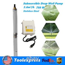 Submersible Pump Deep Well Water Pump Stainless Steel+Control Box 0.75HP 16GPM