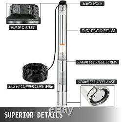 Submersible Well Pump 440FT 42GPM 230V 2HP Deep Stainless Steel Water pump