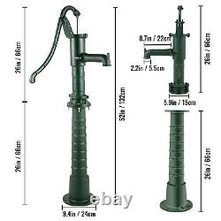 VEVOR Black/Green Hand Water Pump/Stand Cast Iron Garden Deep Well Manual Pump