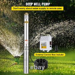 VEVOR Deep Well Submersible Pump 4 1.5 HP 341' Max 131ft Cable withControl Box