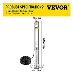 VEVOR Deep Well Submersible Pump 4 1.5 HP 341' Max 131ft Cable withControl Box