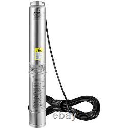 VEVOR Deep Well Submersible Pump Stainless Steel Water Pump 1HP 115V 37GPM 207ft