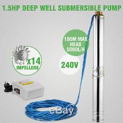 Water Pump 220V 1100W 102mm Submersible Bore 1.5 HP Deep Well 220V 260ft 40GPM