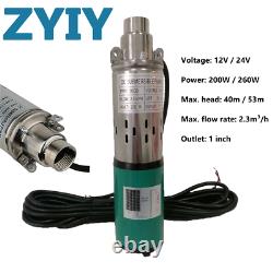ZYIY 12V/24V Solar Submersible Pump Deep Well Water Pump for Home 200/260W Green
