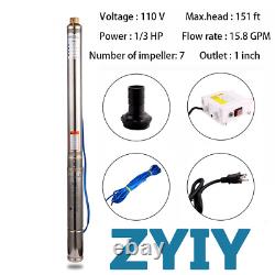 ZYIY 3 Inch Submersible Well Pump Deep Well Pump Water Pump for Home Pool 1/3HP