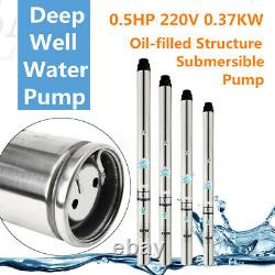 0.5hp 370w 40m 2m3/h Bore Water Pump Deep Well Irrigation Acier Inoxydable