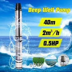 0.5hp 370w 40m 2m3/h Pompe À Eau Pour Puits Profond Irrigation Acier Inoxydable