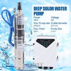 3 Pompe à eau de puits profond solaire submersible avec contrôleur MPPT KIT 500W US