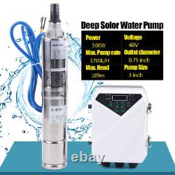 3 Pompe à eau de puits profond solaire submersible avec contrôleur MPPT KIT 500W US