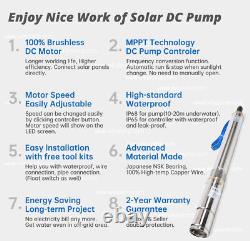 4 Pompe de forage hybride solaire AC/DC à eau avec une tête de 100m et une puissance de 1100W, en acier inoxydable de puits profond.