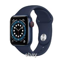 Apple Watch Series 6 40mm Blue Case Deep Navy Band Gps + Cellulaire Très Bon