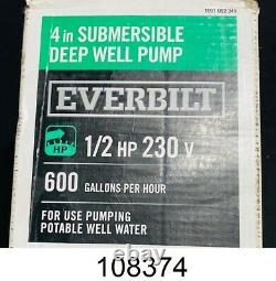Everbilt 1/2 HP Submersible 2-wire Motor 10 Gpm Deep Well Pompe À Eau Potable
