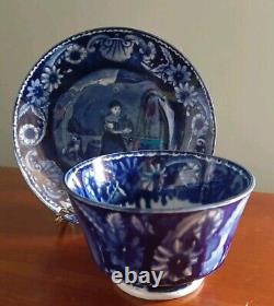 Historique Staffordshire Early Cup & Saucer Water Girl/rebecca At The Well 1825