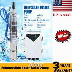 Kit de pompe à eau de puits profond submersible solaire 3 avec contrôleur MPPT 500W US