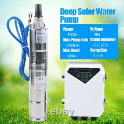 Kit de pompe à eau de puits profond submersible solaire 3 avec contrôleur MPPT 500W US