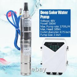 Kit de pompe à eau de puits profond submersible solaire 3 avec contrôleur MPPT 500W US