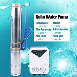 Kit de pompe à eau solaire submersible 4 2HP DC pour puits profond + contrôleur MPPT 1500W