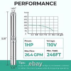 POMPE PUMPMAN 1 HP pour puits profond, 3450 tr/min, 110V/60Hz, 26,4 GPM, 246 F