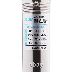 Pompe à eau de puits profond submersible en acier inoxydable de 0,33HP pour l'irrigation agricole